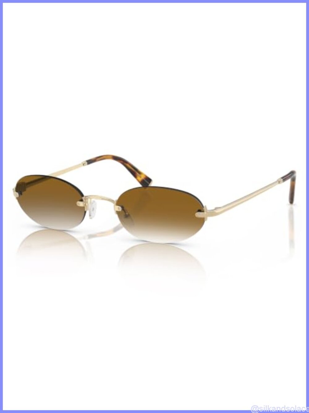 Retro Oval Rimless Sunglasses UV400 Gradient Metal Lightweight